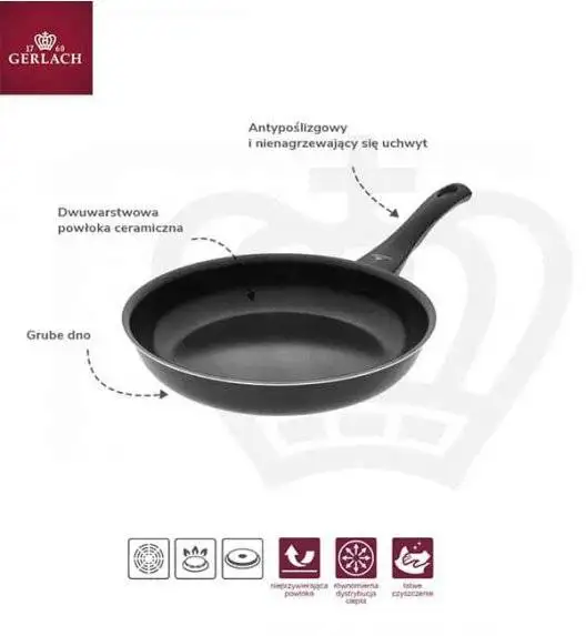 GERLACH FIRST Patelnia 20 cm / dwuwarstwowa powłoka ceramiczna 
