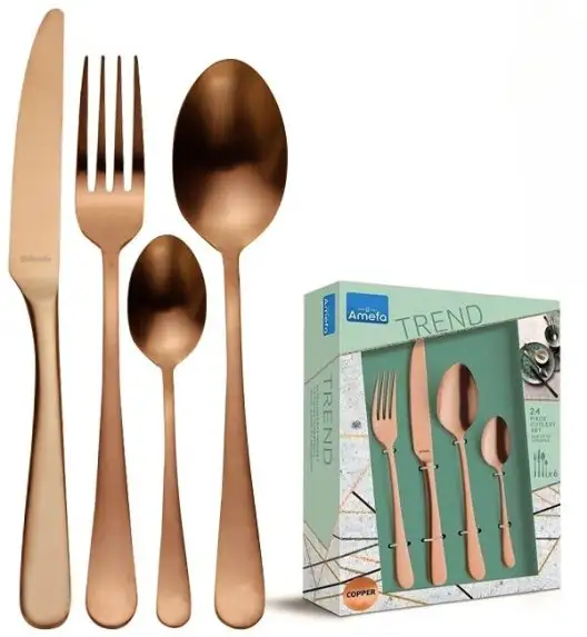 AMEFA AUSTIN VINTAGE Sztućce UE 24 el pudełko / 6 os RETRO STYL / miedziane / wieczysta gwarancja