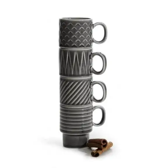 SAGAFORM COFFEE Zestaw 4 filiżanek do espresso 100 ml / szare / ceramika