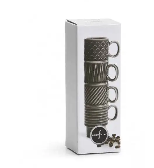 SAGAFORM COFFEE Zestaw 4 filiżanek do espresso 100 ml / szare / ceramika