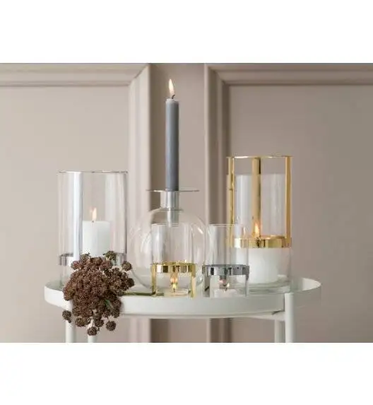 SAGAFORM INTERIOR Szklany wazon ze srebrnym elementem / 15 x 28 cm