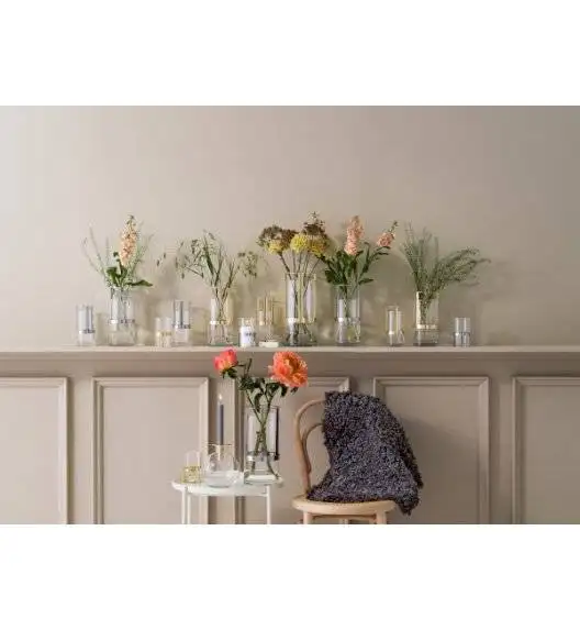 SAGAFORM INTERIOR Szklany wazon ze srebrnym elementem / 15 x 28 cm