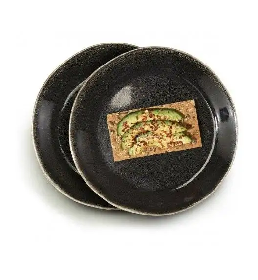 SAGAFORM NATURE Zestaw 2 talerzy kamionkowych / ciemnoszare / 22 cm