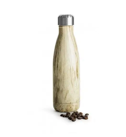 SAGAFORM TO GO Termiczna butelka stalowa / drewniany wzór / 0,5 l