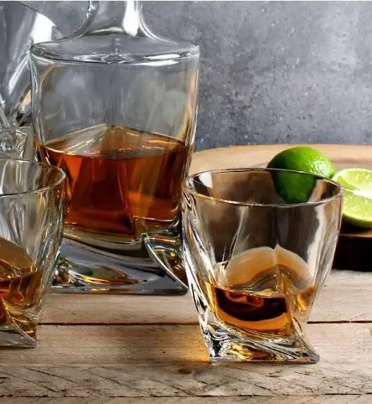 BOHEMIA QUADRO Zestaw do whisky Karafka + szklanki / 13 el / szkło kryształowe