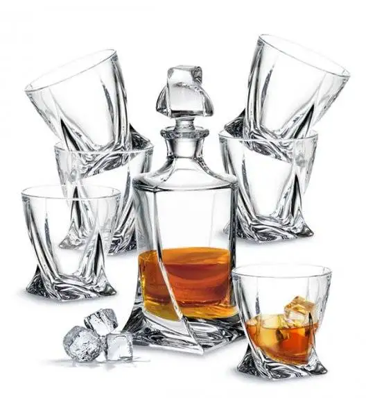 BOHEMIA QUADRO Zestaw do whisky Karafka + szklanki / 13 el / szkło kryształowe
