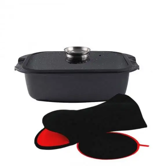 GERLACH GRANITEX Brytfanna 32 cm z pokrywką +rękawica z podkładką / powłoka ILAG Xera Dur / indukcja