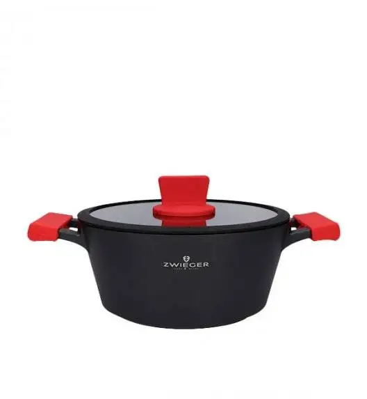 ZWIEGER OBSIDIAN Komplet Garnki 6 el z pokrywkami 5,5l/ 3,5l/ 2l +patelnia 20, 24, 28 cm / GREBLON