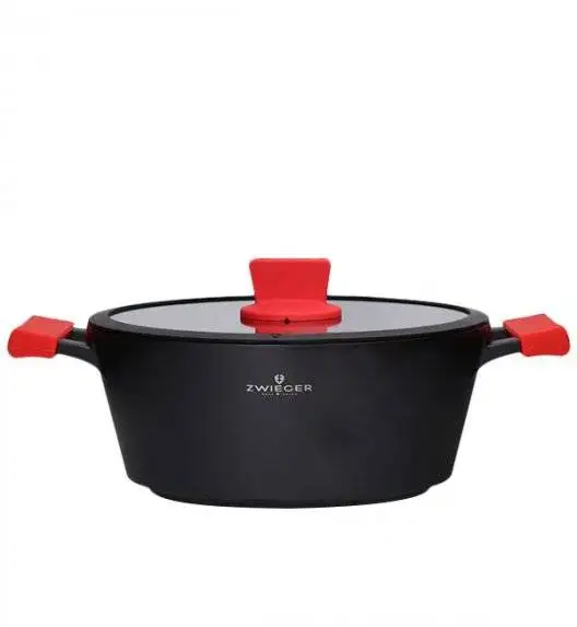 ZWIEGER OBSIDIAN Komplet Garnki 6 el z pokrywkami 5,5l/ 3,5l/ 2l +patelnia 20, 24, 28 cm / GREBLON