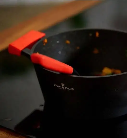 ZWIEGER OBSIDIAN Komplet Garnki 6 el z pokrywkami 5,5l/ 3,5l/ 2l +patelnia 20, 24, 28 cm / GREBLON