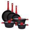 ZWIEGER OBSIDIAN Komplet Garnki 6 el z pokrywkami 5,5l/ 3,5l/ 2l +patelnia 20, 24, 28 cm / GREBLON
