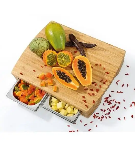 ZASSENHAUS Deska do krojenia z 2 tackami 46 × 35 x 8 cm / Drewno bambusowe