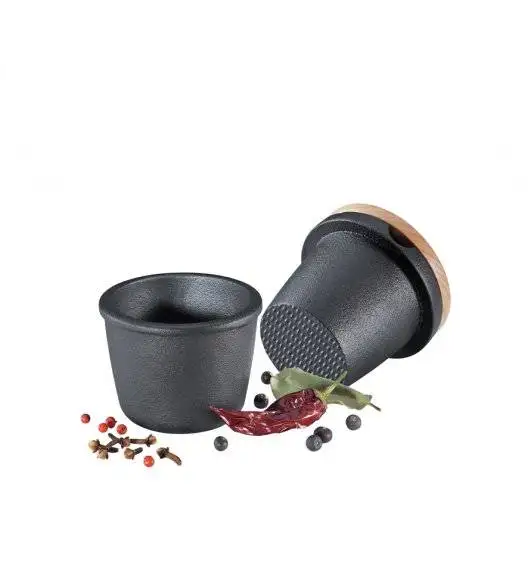 ZASSENHAUS Moździerz żeliwny do przypraw z bukową pokrywką / 8 cm
