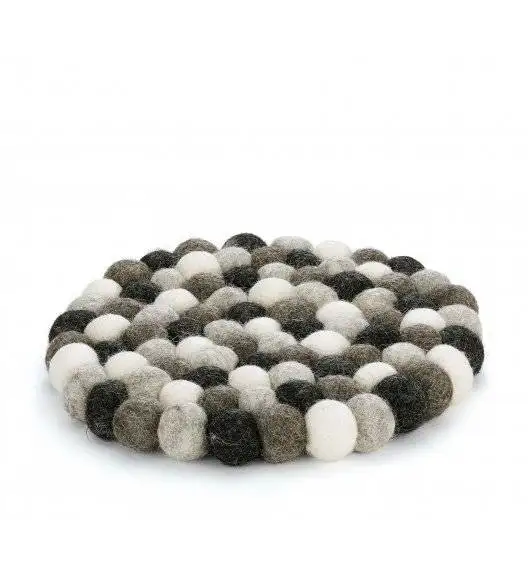 CILIO LANA GRIGIO Podkładka pod gorące naczynia / owcza wełna / szara okrągła
