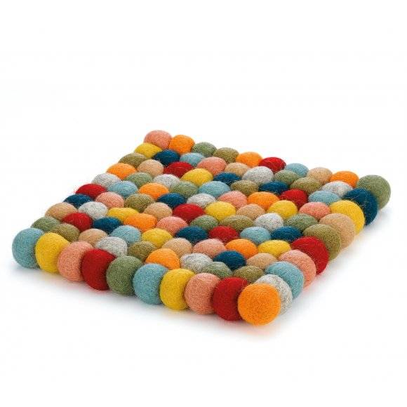 CILIO COLORE Podkładka pod gorące naczynia / owcza wełna / wielokolorowa kwadratowa