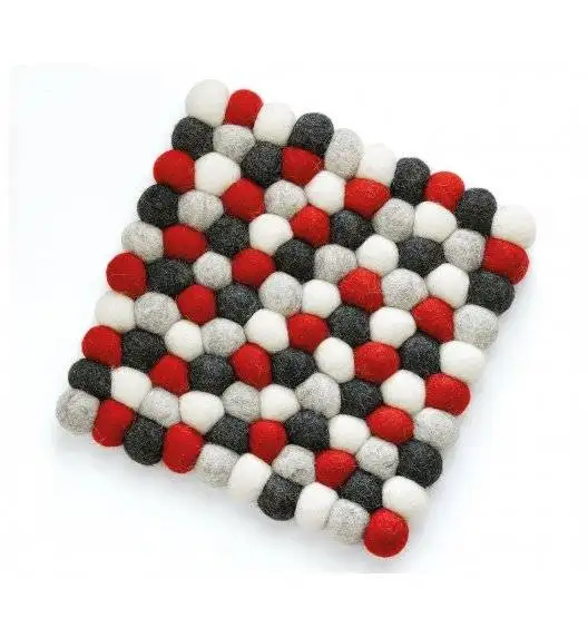 CILIO ROSSO Podkładka pod gorące naczynia / owcza wełna / czerwona kwadratowa