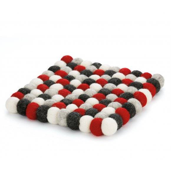 CILIO ROSSO Podkładka pod gorące naczynia / owcza wełna / czerwona kwadratowa