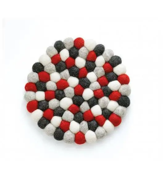 CILIO ROSSO Podkładka pod gorące naczynia / owcza wełna / czerwona okrągła