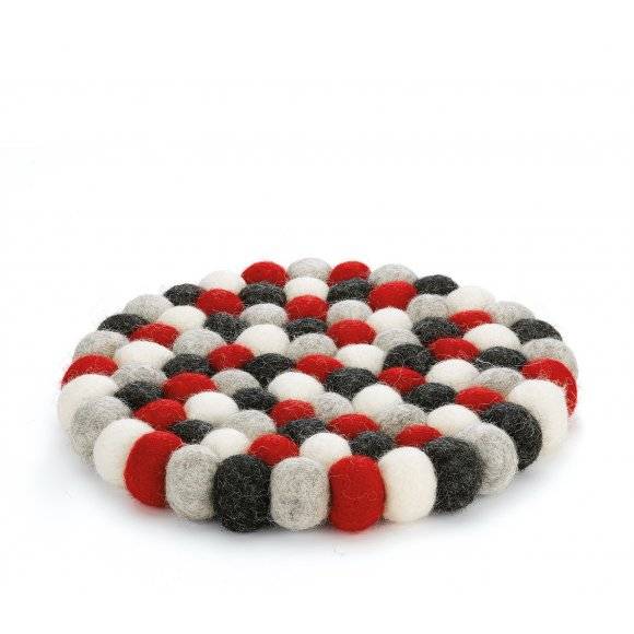 CILIO ROSSO Podkładka pod gorące naczynia / owcza wełna / czerwona okrągła