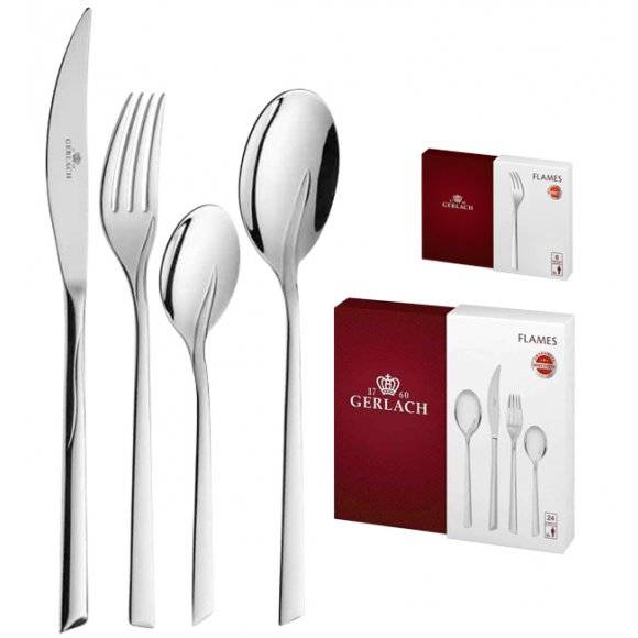 Gerlach Flames Sztućce Komplet 30 el (24+dodatki) pudełko / 6 osób / połysk