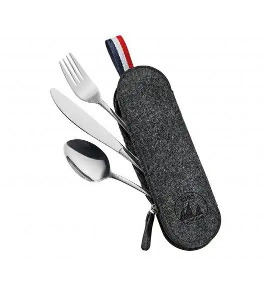CILIO VIAGGIO Zestaw sztućców w etui / 3 elementy / czarne