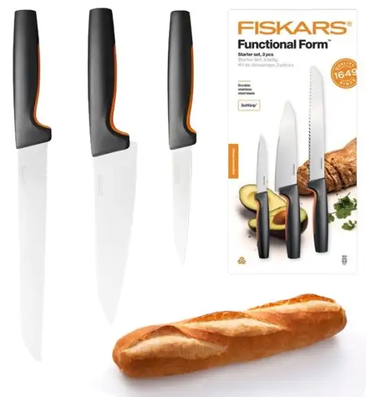 FISKARS FUNCTIONAL FORM 1057559 Komplet 3 noży kuchennych STARTER SET w pudełku / stal nierdzewna