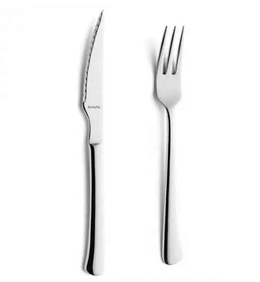 AMEFA CHULETERO Sztućce UE Komplet do steków widelec + nóż / 2 el / połysk / stal nierdzewna 18/0