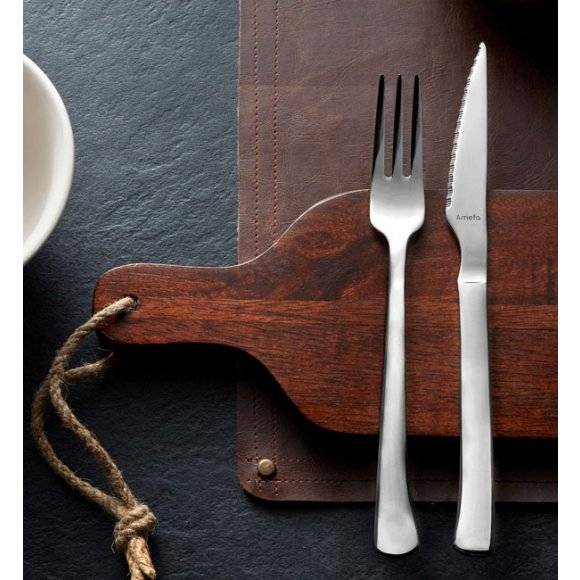 AMEFA CHULETERO Sztućce UE Komplet do steków widelec + nóż / 12 el / 6 os / połysk / stal nierdzewna 18/0