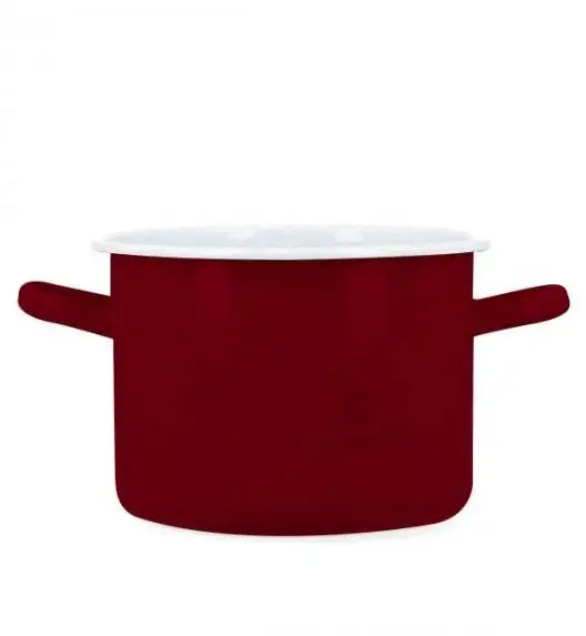 EMALIA OLKUSZ Garnek 22 cm / 5,5 l / stal emaliowana bordowa / indukcja