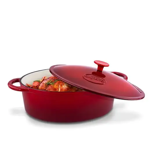 KONIGHOFFER Gęsiarka żeliwna emaliowana 6,4 l / owalna, czerwona