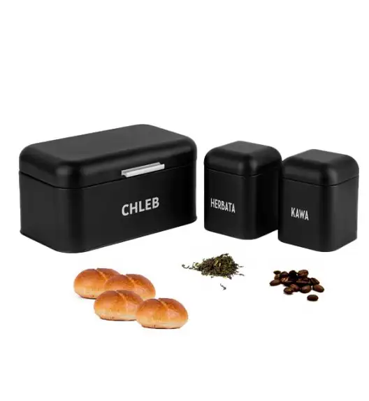 TADAR SALVADOR Chlebak + 2 pojemniki kuchenne / czarny mat