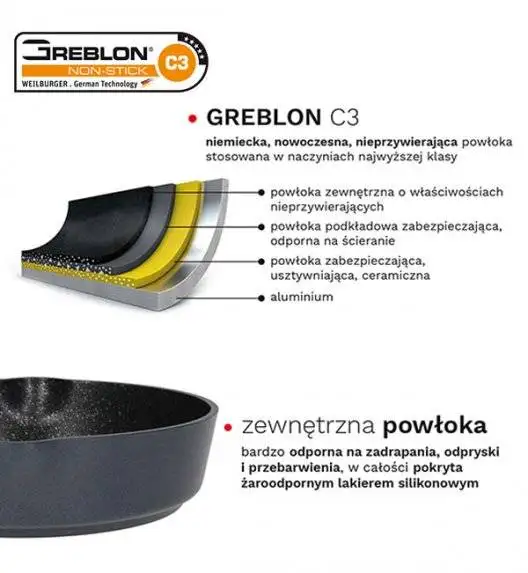 ZWIEGER VESNA Patelnia 24 cm GREBLON C3 non-stick / indukcja