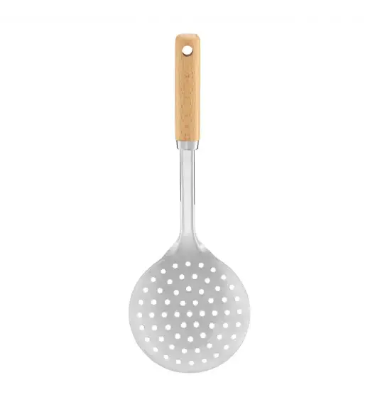 AMBITION NATURAL Łyżka cedzakowa 33 cm / stal nierdzewna + drewno bukowe