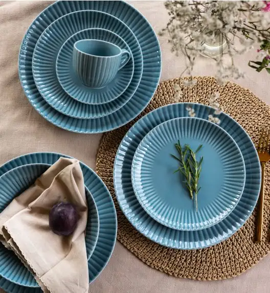 LUBIANA DAISY WATERFALL K6 Serwis obiadowo - kawowy 12 osób / 60 elementów / turkusowy