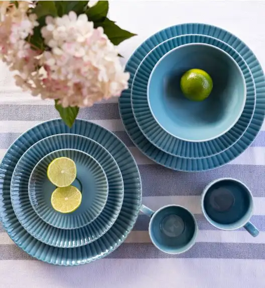 LUBIANA DAISY WATERFALL K6 Serwis obiadowo - kawowy 12 osób / 60 elementów / turkusowy