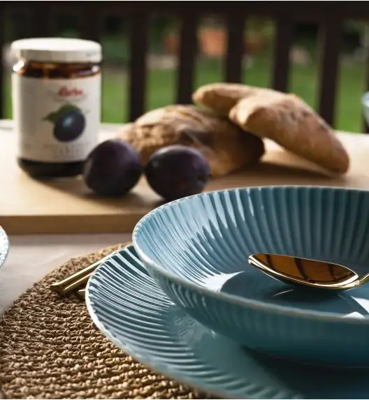 LUBIANA DAISY WATERFALL K6 Serwis obiadowo - kawowy 18 osób / 108 elementów / turkusowy