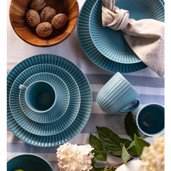 LUBIANA DAISY WATERFALL K6 Serwis obiadowo - kawowy 18 osób / 108 elementów / turkusowy