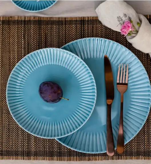 LUBIANA DAISY WATERFALL K6 Serwis obiadowo - kawowy 18 osób / 108 elementów / turkusowy