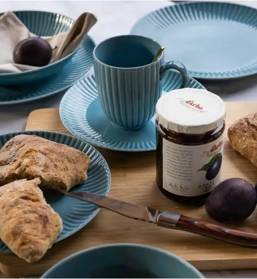 LUBIANA DAISY WATERFALL K6 Serwis obiadowo - kawowy 18 osób / 126 elementów / turkusowy