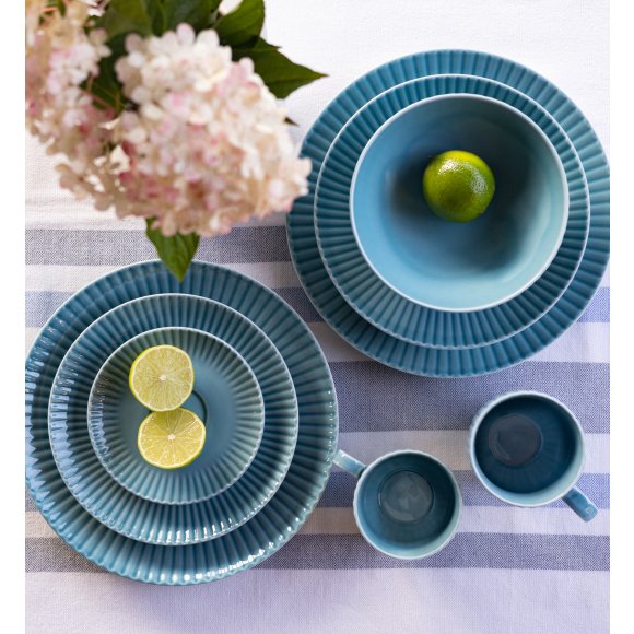 LUBIANA DAISY WATERFALL K6 Serwis obiadowo - kawowy 18 osób / 126 elementów / turkusowy