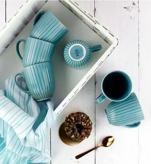 LUBIANA DAISY WATERFALL K6 Komplet 6 kubków 350 ml / turkusowy