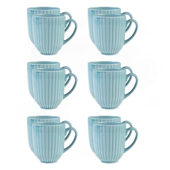 LUBIANA DAISY WATERFALL K6 Komplet 12 kubków 350 ml / turkusowy