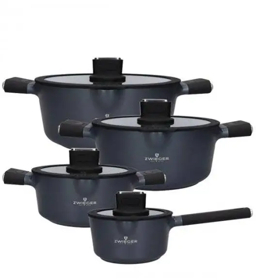 ZWIEGER VESNA Komplet 4 garnków z pokrywkami / GREBLON C3 non-stick / indukcja