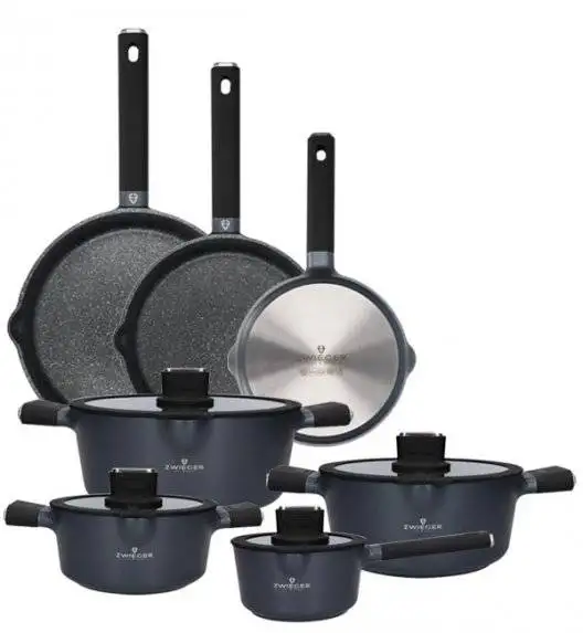ZWIEGER VESNA Komplet 4 garnków z pokrywkami + Patelnia 20, 24, 28 cm / GREBLON C3 non-stick / indukcja