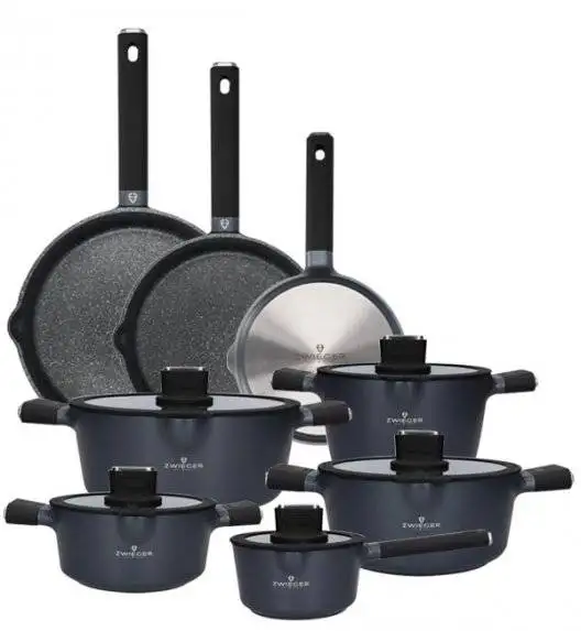 ZWIEGER VESNA Komplet 5 garnków z pokrywkami + Patelnia 20, 24, 28 cm / GREBLON C3 non-stick / indukcja