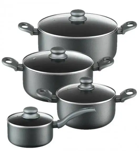 AMBITION GRAPHITE Komplet garnków z pokrywkami 20, 24, 28 cm + Rondel 16 cm / Powłoka ILAG BASIC
