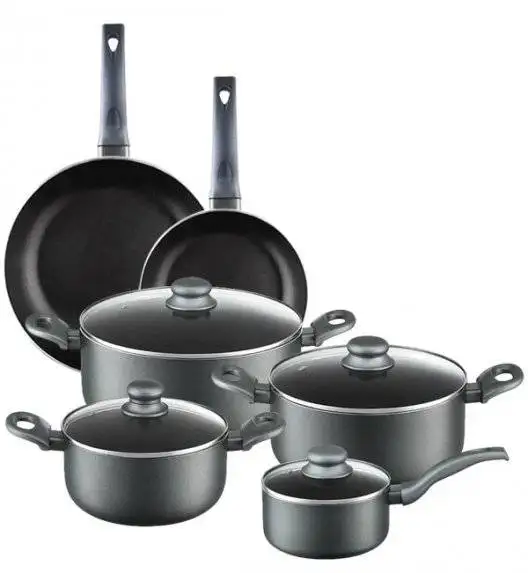 AMBITION GRAPHITE Komplet garnków z pokrywkami 20, 24, 28 cm + Rondel 16 cm + Zestaw Patelni 20, 28 cm / Powłoka ILAG BASIC