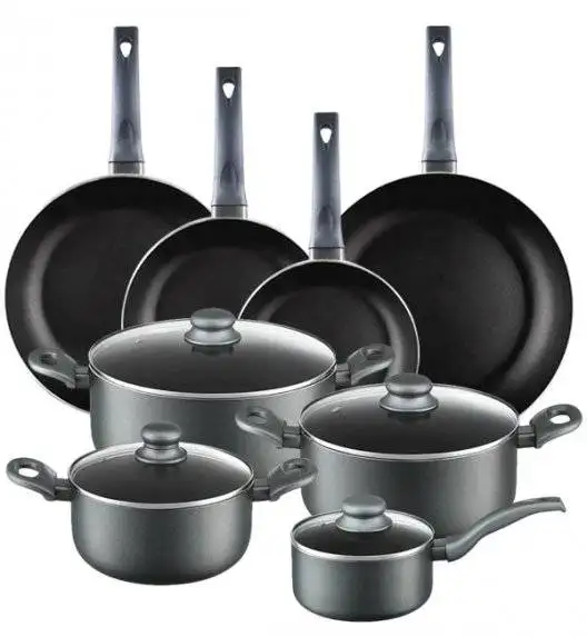 AMBITION GRAPHITE Komplet garnków z pokrywkami 20, 24, 28 cm + Rondel 16 cm + Zestaw Patelni 20, 24, 28, 30 cm / Powłoka ILAG BASIC