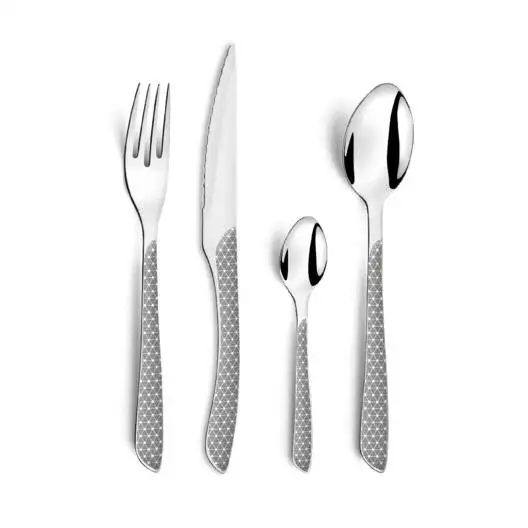 WYPRZEDAŻ! AMEFA ECLAT GEO Sztućce UE 24 elementy dla 6 osób w pudełku / szare / wieczysta gwarancja / połysk