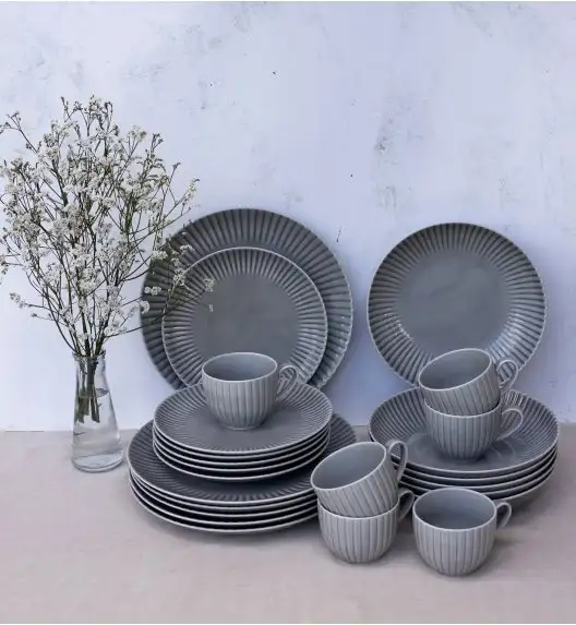 LUBIANA DAISY CLOUD K1 Serwis obiadowo - kawowy 6 osób / 30 elementów / szary